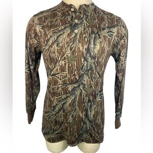 Gander Mountain Camo Henley Long Sleeve Top - Brown & Green Men’s Medium